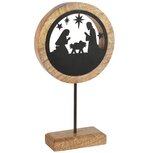 Dekoratief | Kerststal in cirkel op voet, zwart/naturel, hout/metaal, 14x5x25cm | A258418 Dekoratief | Kerststal in cirkel op voet, zwart/naturel, hout/metaal, 14x5x25cm | A258418