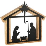Dekoratief | Kerststal m/figuren, zwart/naturel, hout/metaal, 20x3x23cm | A258419 Dekoratief | Kerststal m/figuren, zwart/naturel, hout/metaal, 20x3x23cm | A258419