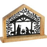 Dekoratief | Kerststal m/figuren, zwart/naturel, hout, 24x5x19cm | A258420 Dekoratief | Kerststal m/figuren, zwart/naturel, hout, 24x5x19cm | A258420