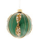 Dekoratief | Hanger bal m/kralen, groen, glas, 8cm | A259007 Dekoratief | Hanger bal m/kralen, groen, glas, 8cm | A259007