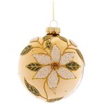 Dekoratief | Hanger bal m/bloem, goud, glas, 8x8x8cm | A259018 Dekoratief | Hanger bal m/bloem, goud, glas, 8x8x8cm | A259018