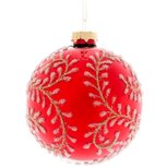 Dekoratief | Hanger bal 'Golden Twigs', rood, glas, 10x10x10cm | A259021 Dekoratief | Hanger bal 'Golden Twigs', rood, glas, 10x10x10cm | A259021