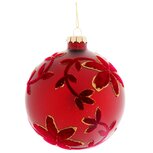 Dekoratief | Hanger bal m/bloemen, rood, glas/vilt, 8x8x8cm | A259022 Dekoratief | Hanger bal m/bloemen, rood, glas/vilt, 8x8x8cm | A259022