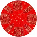 Dekoratief | Deco schaal m/huizen, rood, PVC, 33x33cm | A259028 Dekoratief | Deco schaal m/huizen, rood, PVC, 33x33cm | A259028