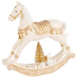 Dekoratief | Schommelpaard, wit/goud, resina, 29x7x29cm | A259041 Dekoratief | Schommelpaard, wit/goud, resina, 29x7x29cm | A259041