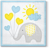 Dekoratief | Pakje 20 servetten 'Cute elephant, light blue' 33x33cm | A701254 Dekoratief | Pakje 20 servetten 'Cute elephant, light blue' 33x33cm | A701254