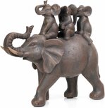 Beeld Olifant vader met kindjes olifanten op rug bruin zwart 24 x 26 x 9,5 cm polyresin | CT-124 | Home Sweet Home Beeld Olifant vader met kindjes olifanten op rug bruin zwart 24 x 26 x 9,5 cm polyresin | CT-124 | Home Sweet Home