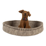Clayre & Eef | Vilten Hond in Mand Grijs Bruin ø 19x10 cm | 66288 Clayre & Eef | Vilten Hond in Mand Grijs Bruin ø 19x10 cm | 66288
