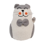 Clayre & Eef | Vilten Kat Wit Grijs 14x14x20 cm | 66294
