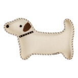 Clayre & Eef | Vilten schaal hond Wit Bruin 20x13x3 cm | 66287 Clayre & Eef | Vilten schaal hond Wit Bruin 20x13x3 cm | 66287