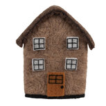Clayre & Eef | Vilten Huis Bruin Wit 12x7x14 cm | 66297