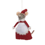 Clayre & Eef | Decoratie hanger Vilten Muis Rood Wit 8x6x14 cm | 66298 Clayre & Eef | Decoratie hanger Vilten Muis Rood Wit 8x6x14 cm | 66298