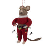 Clayre & Eef | Decoratie hanger Vilten Muis Rood Bruin 5x7x13 cm | 66299 Clayre & Eef | Decoratie hanger Vilten Muis Rood Bruin 5x7x13 cm | 66299