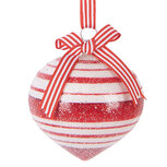 Clayre & Eef | Kerstbal Rood Wit ø 8x8 cm | 6GL5180