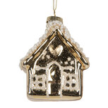 Clayre & Eef | Kersthanger Goudkleurig Wit 7x7x9 cm | 6GL5268 Clayre & Eef | Kersthanger Goudkleurig Wit 7x7x9 cm | 6GL5268