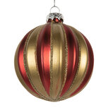 Clayre & Eef | Kerstbal Rood Goudkleurig ø 8x8 cm | 6GL5302 Clayre & Eef | Kerstbal Rood Goudkleurig ø 8x8 cm | 6GL5302