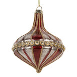 Clayre & Eef | Kerstbal Rood Wit ø 9x11 cm | 6GL5317