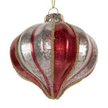 Clayre & Eef | Kerstbal Rood Zilverkleurig ø 8x8 cm | 6GL5326 Clayre & Eef | Kerstbal Rood Zilverkleurig ø 8x8 cm | 6GL5326