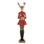 Clayre & Eef | Decoratie Rendier Bruin Rood 23x19x77 cm | 5PR0189 Clayre & Eef | Decoratie Rendier Bruin Rood 23x19x77 cm | 5PR0189