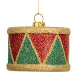 Clayre & Eef | Decoratie Hanger Trommel Rood Groen ø 7x5 cm | 66088 Clayre & Eef | Decoratie Hanger Trommel Rood Groen ø 7x5 cm | 66088