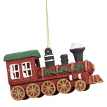 Clayre & Eef | Decoratie Hanger Locomotief Rood Groen 12x4x7 cm | 66092 Clayre & Eef | Decoratie Hanger Locomotief Rood Groen 12x4x7 cm | 66092