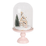 Clayre & Eef | Glazen Stolp met decoratie Roze LED ø 17x30 cm / 2xAAA | 6GL5191 Clayre & Eef | Glazen Stolp met decoratie Roze LED ø 17x30 cm / 2xAAA | 6GL5191