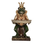 Clayre & Eef | Decoratie Kikker Groen Goudkleurig 16x15x28 cm | 6PR5565