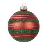 Clayre & Eef | Kerstbal Rood Groen ø 8x8 cm | 6GL5170 Clayre & Eef | Kerstbal Rood Groen ø 8x8 cm | 6GL5170