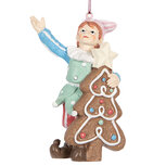 Clayre & Eef | Decoratie hanger elf Groen Bruin 8x4x11 cm | 6PR5298 Clayre & Eef | Decoratie hanger elf Groen Bruin 8x4x11 cm | 6PR5298