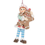 Clayre & Eef | Decoratie hanger elf Bruin Blauw 5x4x11 cm | 6PR5299 Clayre & Eef | Decoratie hanger elf Bruin Blauw 5x4x11 cm | 6PR5299