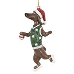 Clayre & Eef | Decoratie hanger Teckel Bruin Groen 6x3x10 cm | 6PR5307 Clayre & Eef | Decoratie hanger Teckel Bruin Groen 6x3x10 cm | 6PR5307