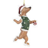 Clayre & Eef | Decoratie hanger Teckel Bruin Groen 6x3x10 cm | 6PR5308 Clayre & Eef | Decoratie hanger Teckel Bruin Groen 6x3x10 cm | 6PR5308