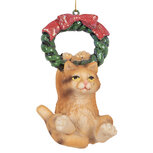 Clayre & Eef | Decoratie hanger Kat Bruin Groen 6x5x9 cm | 6PR5312 Clayre & Eef | Decoratie hanger Kat Bruin Groen 6x5x9 cm | 6PR5312