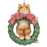 Clayre & Eef | Decoratie hanger Kat Bruin Groen 6x5x9 cm | 6PR5313 Clayre & Eef | Decoratie hanger Kat Bruin Groen 6x5x9 cm | 6PR5313