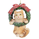 Clayre & Eef | Decoratie hanger Kat Bruin Groen 6x5x9 cm | 6PR5314 Clayre & Eef | Decoratie hanger Kat Bruin Groen 6x5x9 cm | 6PR5314