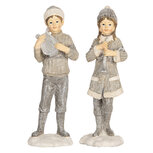 Clayre & Eef | Kerstdecoratie Kinderen set van 2 Grijs 8x7x22 cm | 6PR5920 Clayre & Eef | Kerstdecoratie Kinderen set van 2 Grijs 8x7x22 cm | 6PR5920