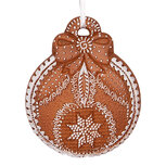 Clayre & Eef | Decoratie hanger Kerstbal Bruin Wit 8x2x10 cm | 6PR5317 Clayre & Eef | Decoratie hanger Kerstbal Bruin Wit 8x2x10 cm | 6PR5317