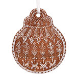 Clayre & Eef | Decoratie hanger Kerstbal Bruin Wit 8x2x10 cm | 6PR5318 Clayre & Eef | Decoratie hanger Kerstbal Bruin Wit 8x2x10 cm | 6PR5318