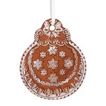 Clayre & Eef | Decoratie hanger Kerstbal Bruin Wit 8x2x10 cm | 6PR5319 Clayre & Eef | Decoratie hanger Kerstbal Bruin Wit 8x2x10 cm | 6PR5319