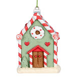 Clayre & Eef | Decoratie hanger huisje Groen Wit 6x4x8 cm | 6PR5324 Clayre & Eef | Decoratie hanger huisje Groen Wit 6x4x8 cm | 6PR5324