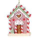 Clayre & Eef | Decoratie hanger huisje Roze Wit 6x4x8 cm | 6PR5325 Clayre & Eef | Decoratie hanger huisje Roze Wit 6x4x8 cm | 6PR5325