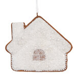 Clayre & Eef | Decoratie hanger huisje Wit Bruin 9x1x8 cm | 6PR5329 Clayre & Eef | Decoratie hanger huisje Wit Bruin 9x1x8 cm | 6PR5329