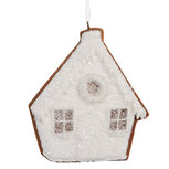 Clayre & Eef | Decoratie hanger huisje Wit Bruin 9x1x10 cm | 6PR5330 Clayre & Eef | Decoratie hanger huisje Wit Bruin 9x1x10 cm | 6PR5330