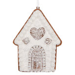 Clayre & Eef | Decoratie hanger huisje Wit Bruin 8x1x10 cm | 6PR5331 Clayre & Eef | Decoratie hanger huisje Wit Bruin 8x1x10 cm | 6PR5331