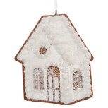 Clayre & Eef | Decoratie hanger huisje Wit Bruin 9x1x10 cm | 6PR5332 Clayre & Eef | Decoratie hanger huisje Wit Bruin 9x1x10 cm | 6PR5332