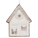 Clayre & Eef | Decoratie hanger huisje Wit Bruin 8x1x10 cm | 6PR5333 Clayre & Eef | Decoratie hanger huisje Wit Bruin 8x1x10 cm | 6PR5333