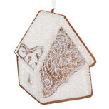 Clayre & Eef | Decoratie hanger huisje Wit Bruin 9x1x10 cm | 6PR5334 Clayre & Eef | Decoratie hanger huisje Wit Bruin 9x1x10 cm | 6PR5334
