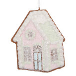 Clayre & Eef | Decoratie hanger huisje Roze Groen 9x1x10 cm | 6PR5335 Clayre & Eef | Decoratie hanger huisje Roze Groen 9x1x10 cm | 6PR5335