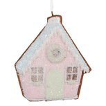 Clayre & Eef | Decoratie hanger huisje Roze Groen 9x1x10 cm | 6PR5342 Clayre & Eef | Decoratie hanger huisje Roze Groen 9x1x10 cm | 6PR5342