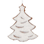 Clayre & Eef | Decoratie hanger Kerstboom Wit Bruin 9x1x10 cm | 6PR5344 Clayre & Eef | Decoratie hanger Kerstboom Wit Bruin 9x1x10 cm | 6PR5344